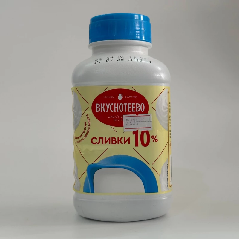 Заказать Сливки Вкуснотеево 450гр 10%. ультрапастеризованные с доставкой | Везу